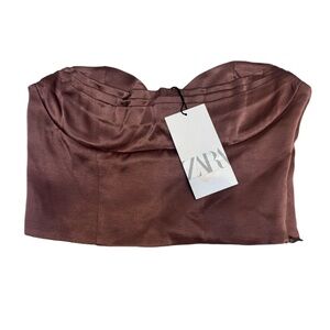NWT ZARA Strapless Bustier Top Mauve Brown Size M ✨✨✨